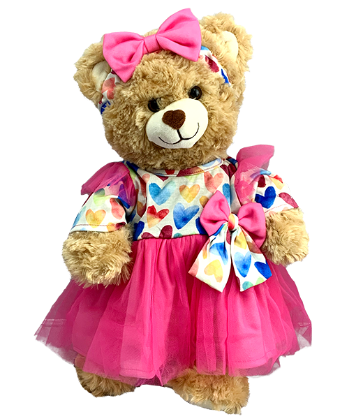 Pink Heart Dress w/headband (16")